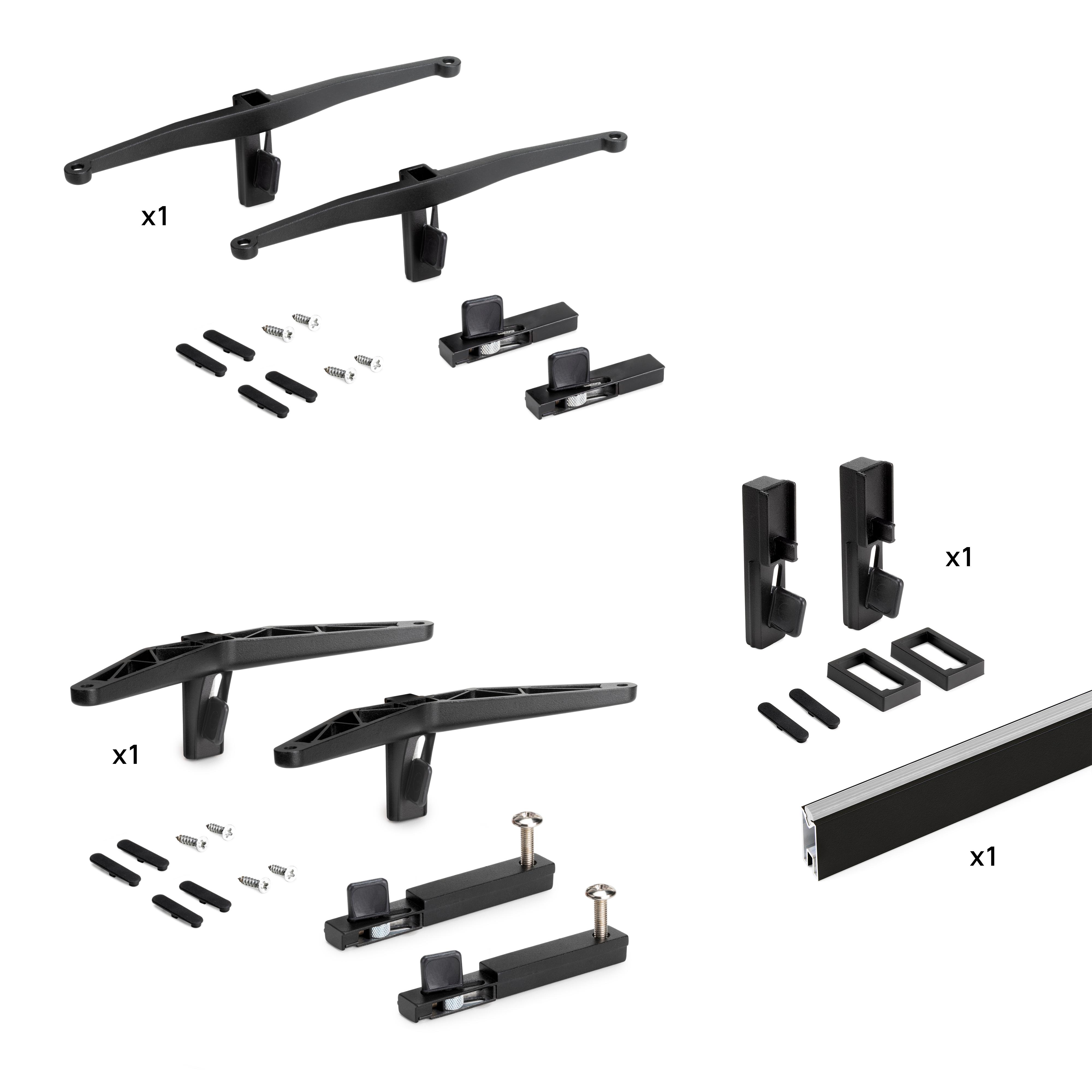 Kit Zero di supporti per mensole in legno, modulo e barra appendiabiti