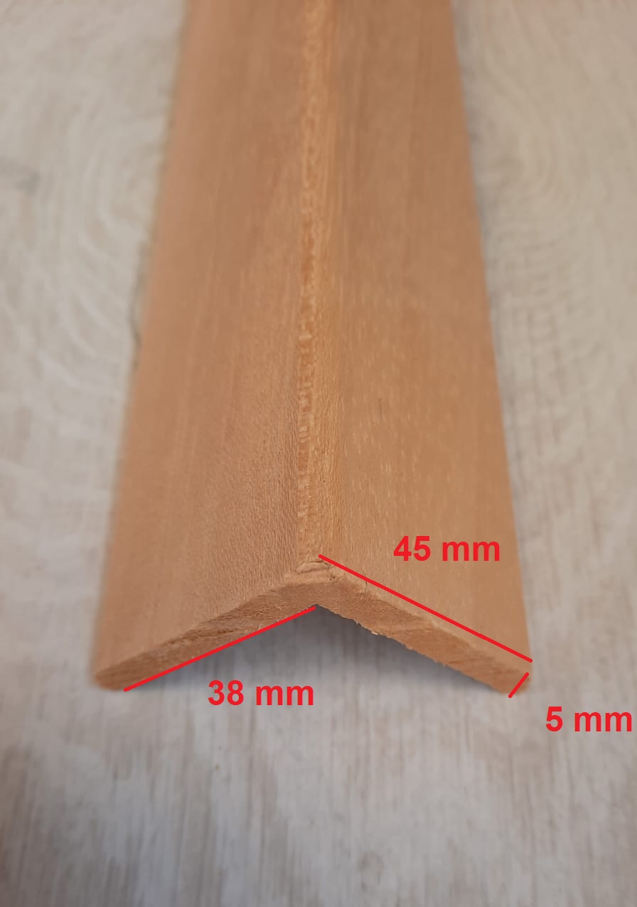 Angolare paraspigolo ayous grezzo da 45 mm x 3 MT 