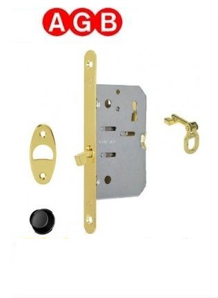 Serratura BO89065003 per porte scorrevoli a gancio con chiave ottone lucido  AGB