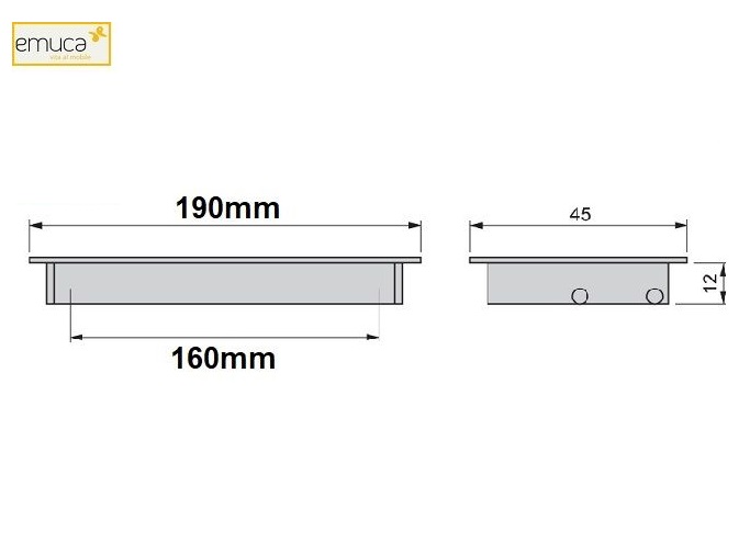 Maniglia ad incasso rettangolare bologna Emuca 160mm