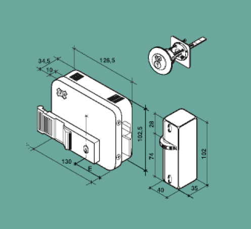 FF serratura elettrica con elettromagnete a 2 bobine per legno P24