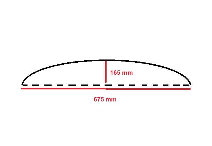 fermavetro 1/4 di cerchio curva sagoma F   Baia 900 mm sag esterna