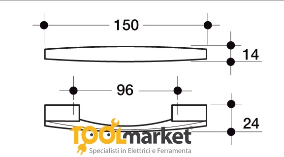 Maniglia per mobile in plastica 300 argento da 64 mm e da 96 mm