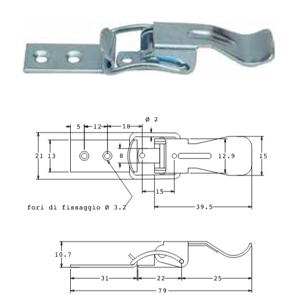 Chiusura a leva zincata da 8 cm art. 5/1500