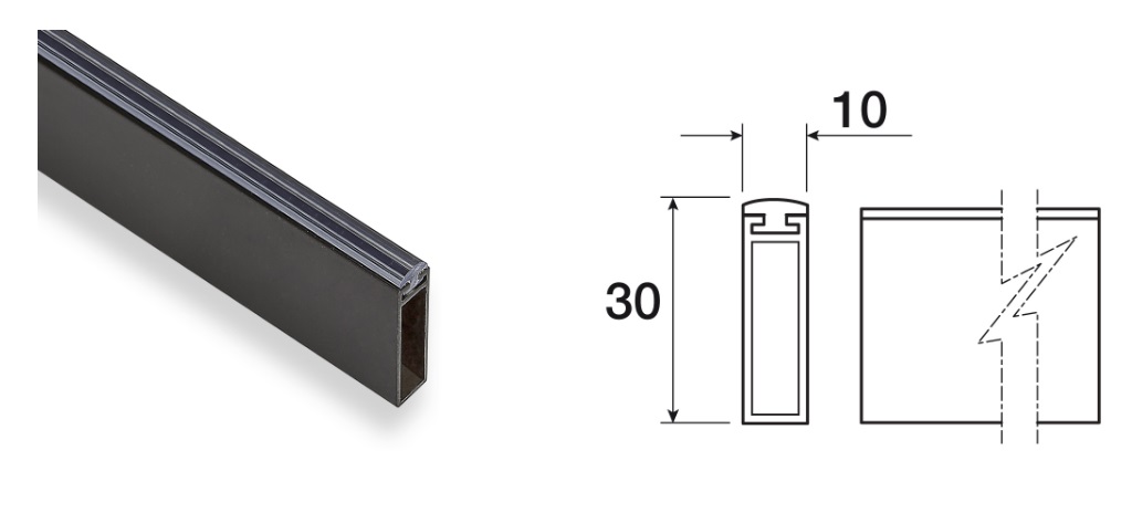 Tubo appendiabiti rett 30x10 ANTRACITE da 3 mt cod 13.0063030023