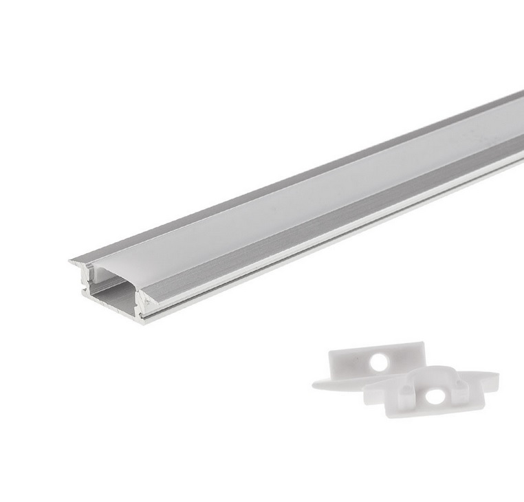Profilo incasso in alluminio per striscia led da 2 mt con diffusore 