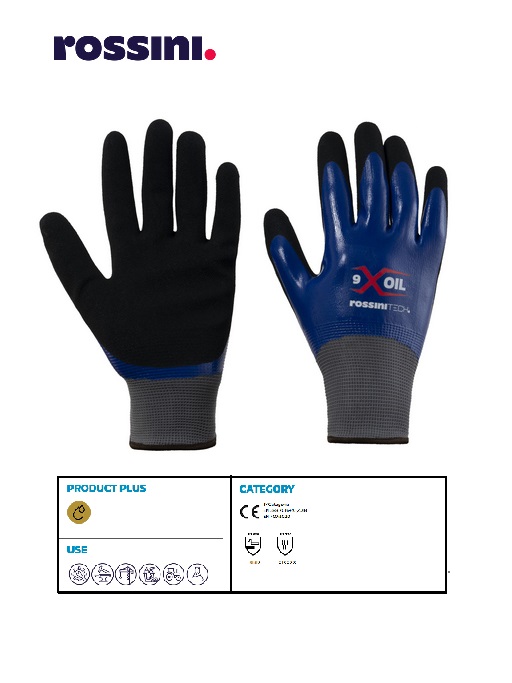 Guanto poliestere / nitrile doppia spalmatura antiscivolo Xoil Rossini COD. GGC021 