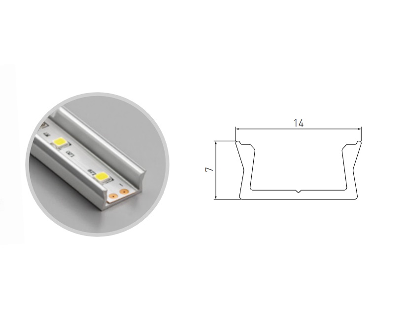 Profilo in alluminio per striscia led da 2 mt con diffusore