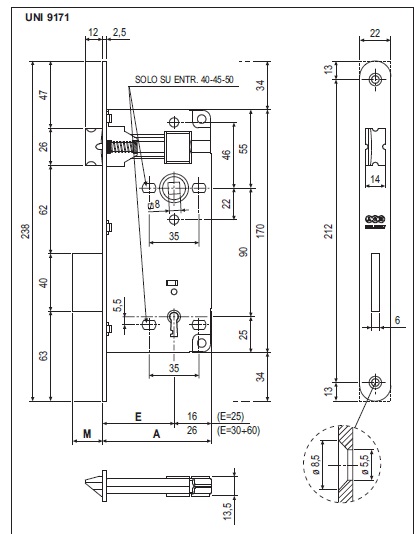 Serratura patent grande bronzata