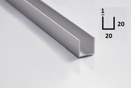 Profilo alluminio U 20x20