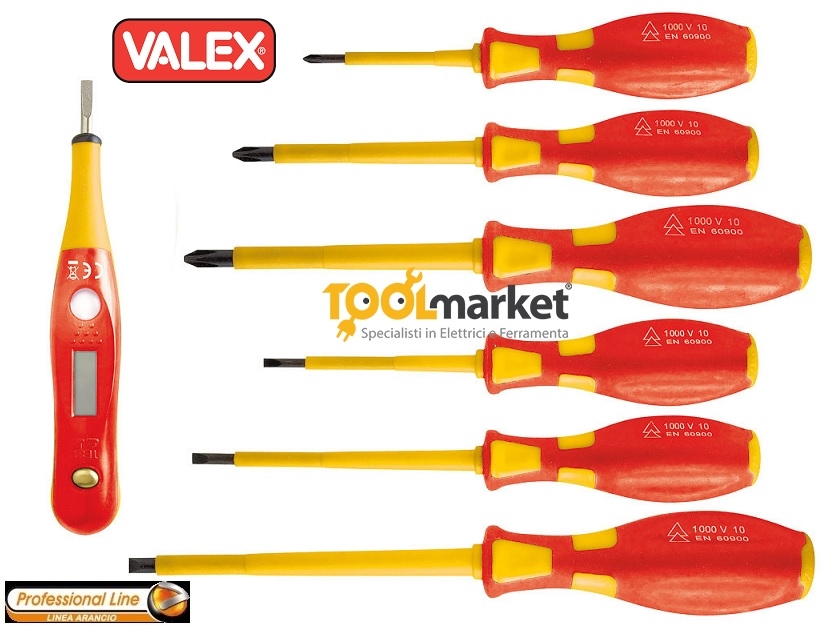 Cacciaviti isolati set 7pz Professional con cercafase 1463639