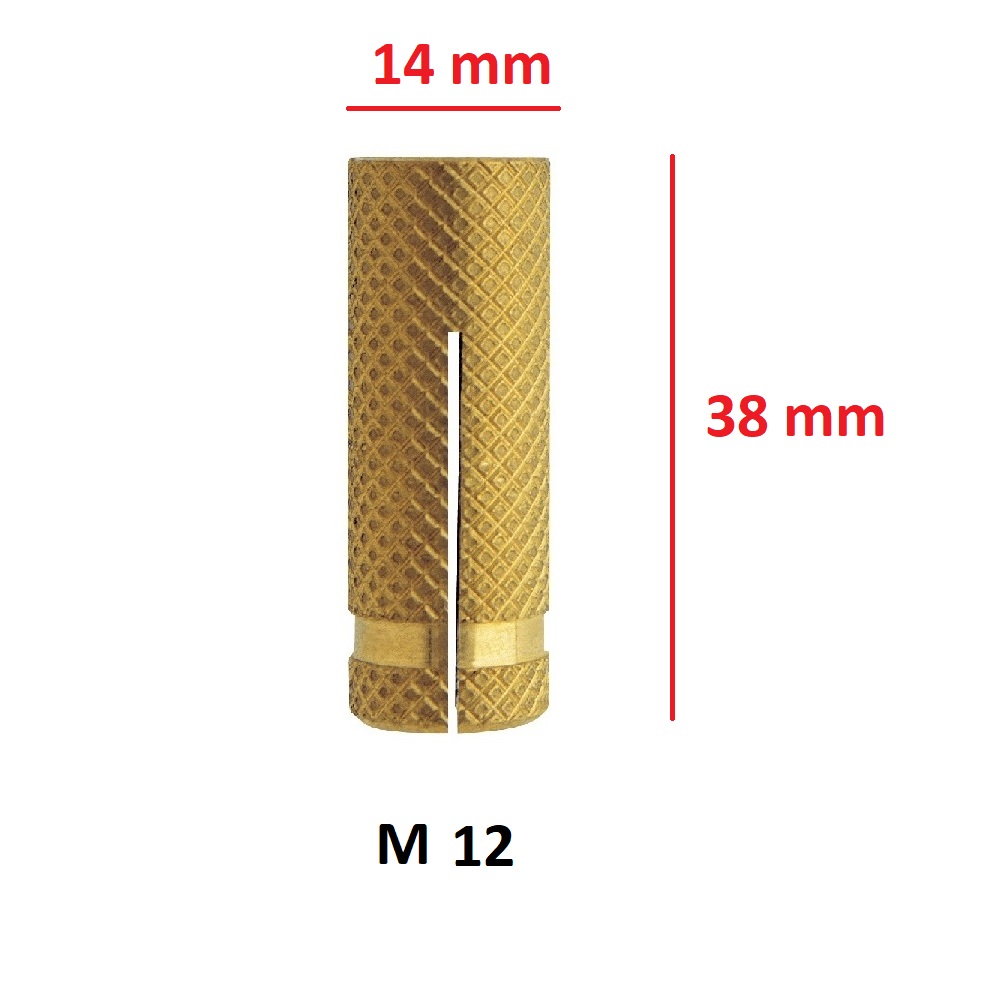 Tasselli per fissaggio in ottone diametro 12mm -pz 10- 