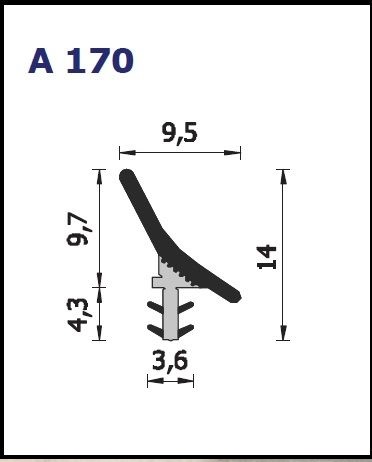 Guarnizione per infissi scorrevoli A170