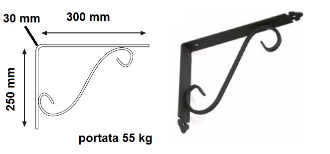 Reggimensola ramata ferro battuto 300x 250 mm 