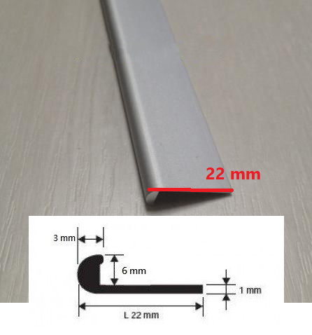 Profilo alluminio unghietta Anodizzato argento  da 1 mt