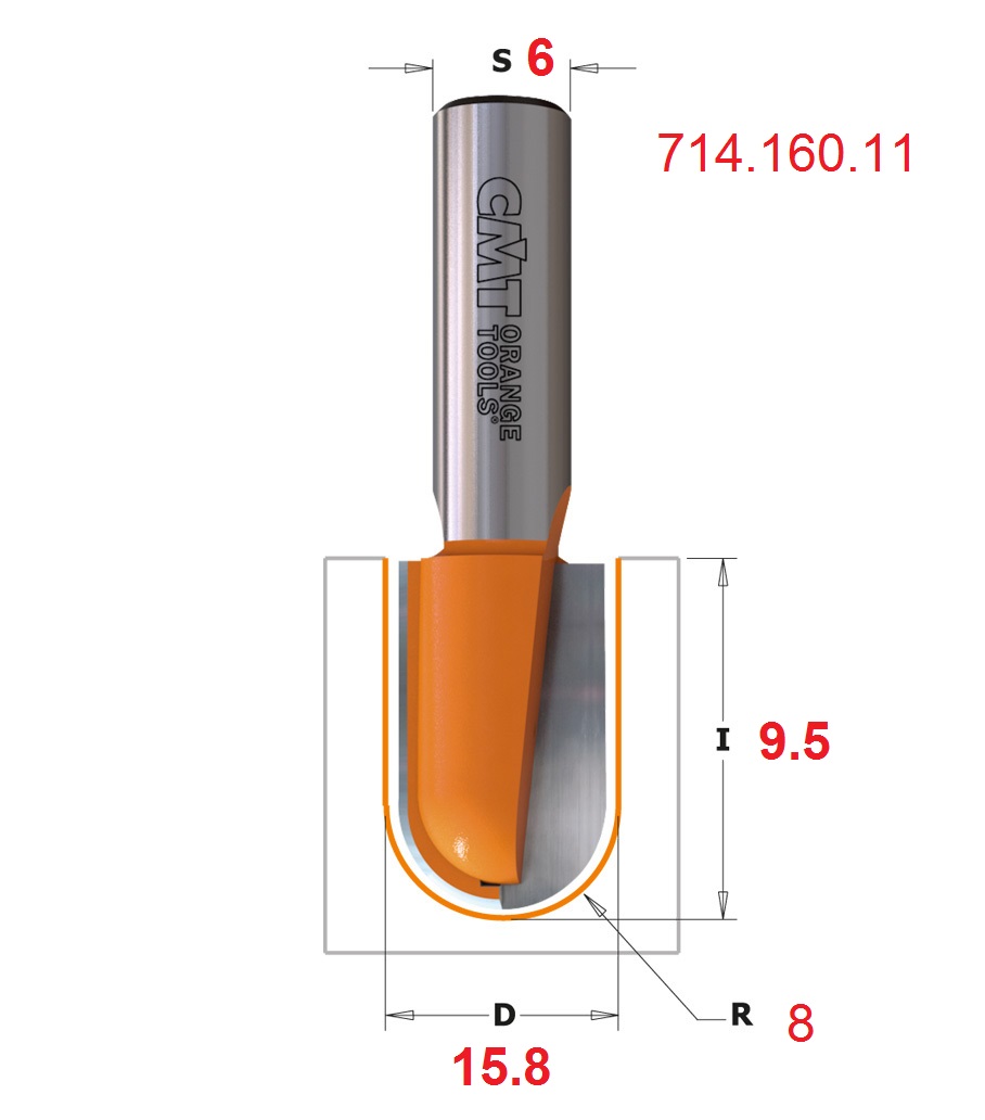 Fresa  a raggio concavo CMT 714.160.11