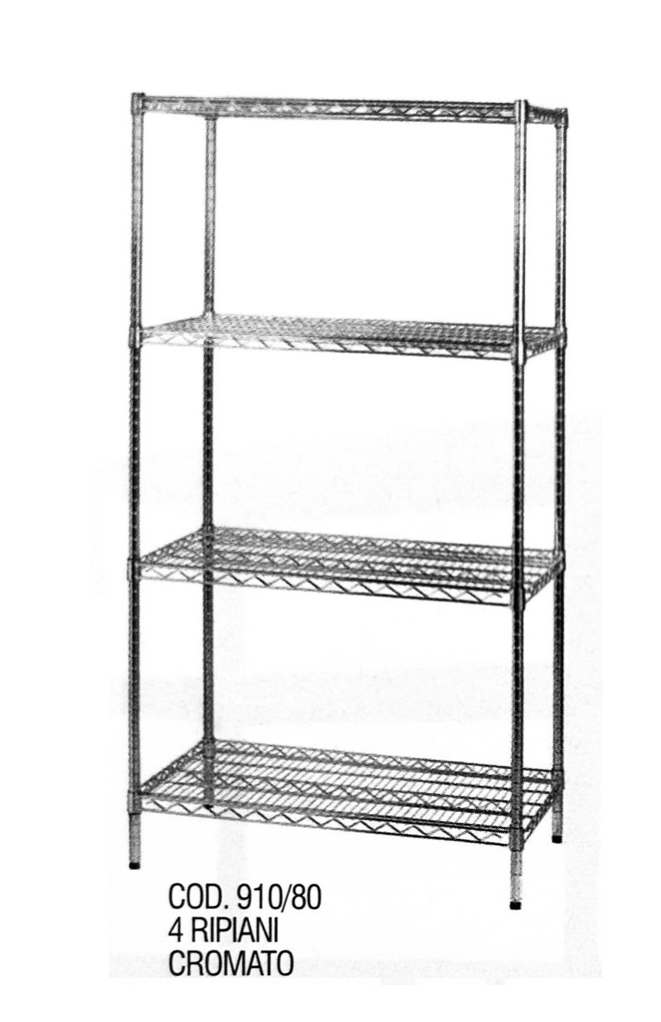 Scaffale metallico design 4 ripiani CROMO  910/80