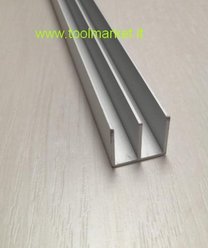 Profilo alluminio opaco ad U doppia Anodizzato argento da MT 2