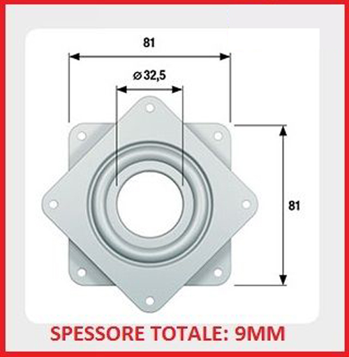 Piastra da avvitare girevole 80 x 80 mm