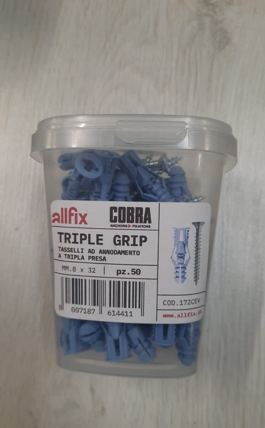 Tasselli a tripla presa TRIPLEGRIP art 172CVE conf da 50 pezzi