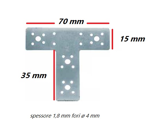 Lastrina angolare a T piccola 70x35x15 mm art 1605