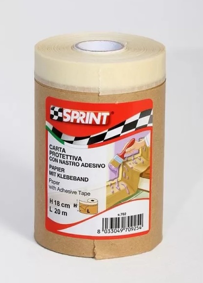 Bobinetta carta+carta adesiva cm 18 x 20mt