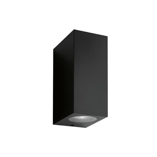 Plafoniera per esterno muro CUBO/AURORA  a 2 fasci luce NERA