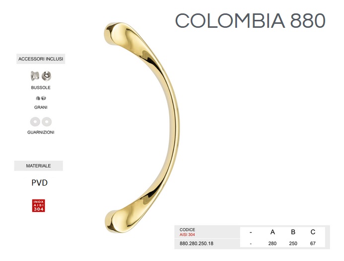 Maniglione  Colombia Inox-oro PVD 880.280.250.18