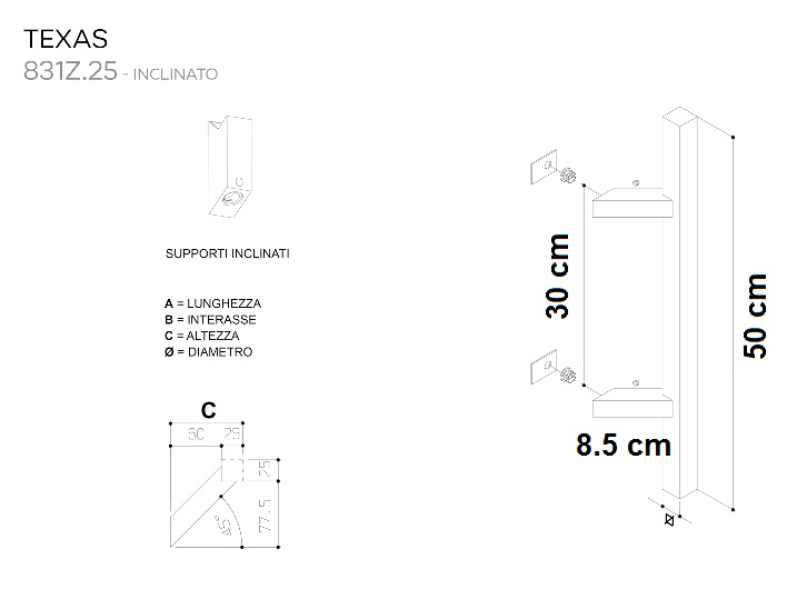 Maniglione in acciaio inox bianco opaco  ral9016 Texas 831Z25500300B inclinato 