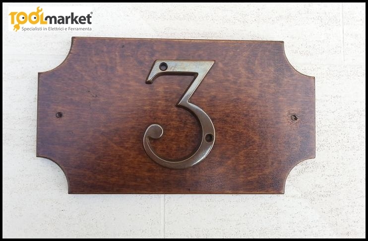 Numero civico base legno noce scuro