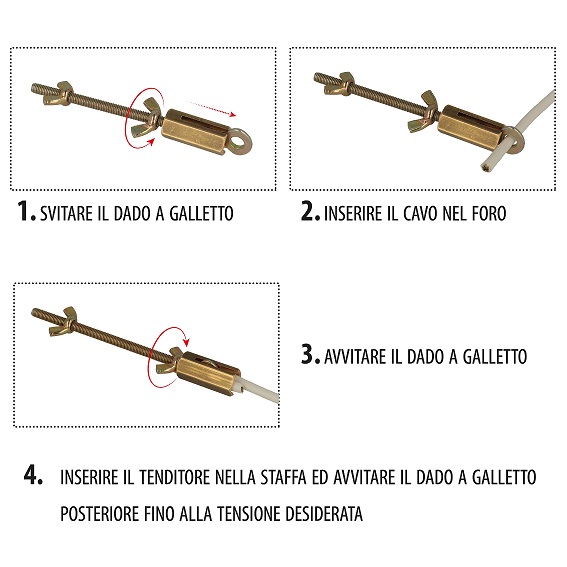 Tenditore a galletto Ø 6 mm conf. da 2 pezzi