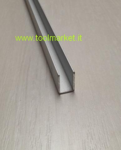 Profilo alluminio opaco ad  U Anodizzato argento da MT 2