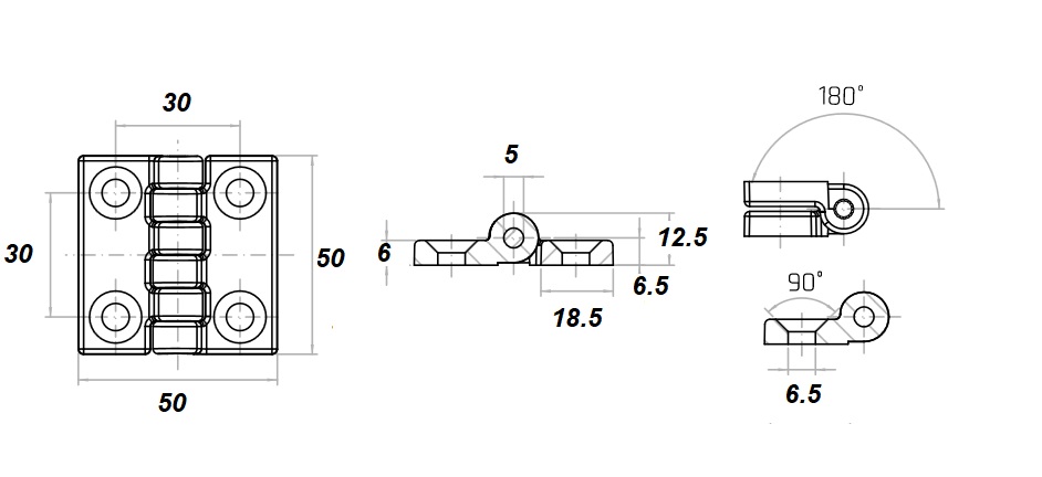 Cerniera teflon piana 50 x 50 mm GAMM