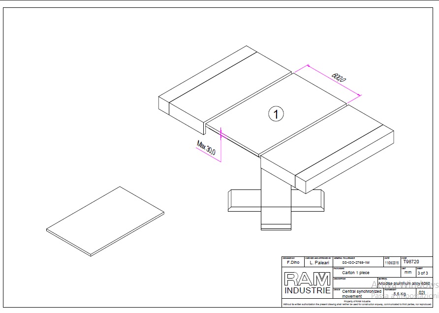 Guide sincronizzate per tavoli allungabili RAM T98