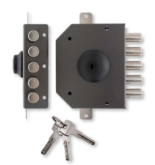 Serratura di sicurezza sovrapposta T1400.60 con chiave interna per porta in legno 