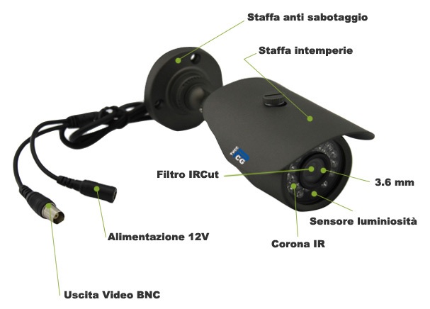 Telecamera colori 1000tvl Cmos