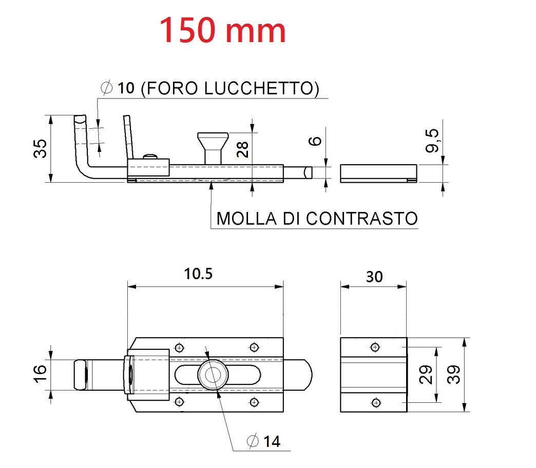 Catenaccio portalucchetto zincato