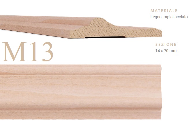 Coprifilo M13 massello grezzo 70 x 12 x 2.30 mt  Tulipie' 