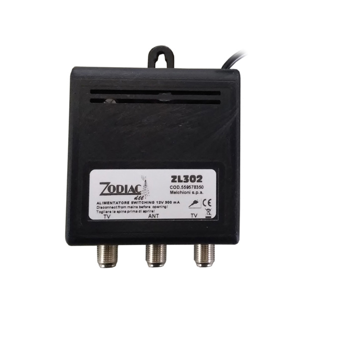 Alimentatore TV 300mAh  2 uscite ZL 302 connettore a F  1IN - 2 OUT
