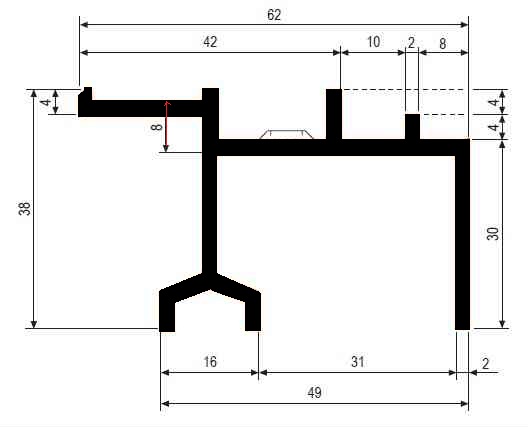 Guida super  profilo di copertura per spessore da 65 a 74 mm  AGB G007360202 da mt 3