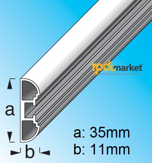 Profilo alluminio Coaxis portamensole 2mt