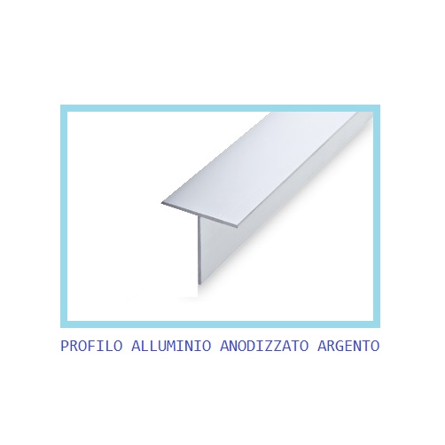 Profilio alluminio a T Anodizzato argento