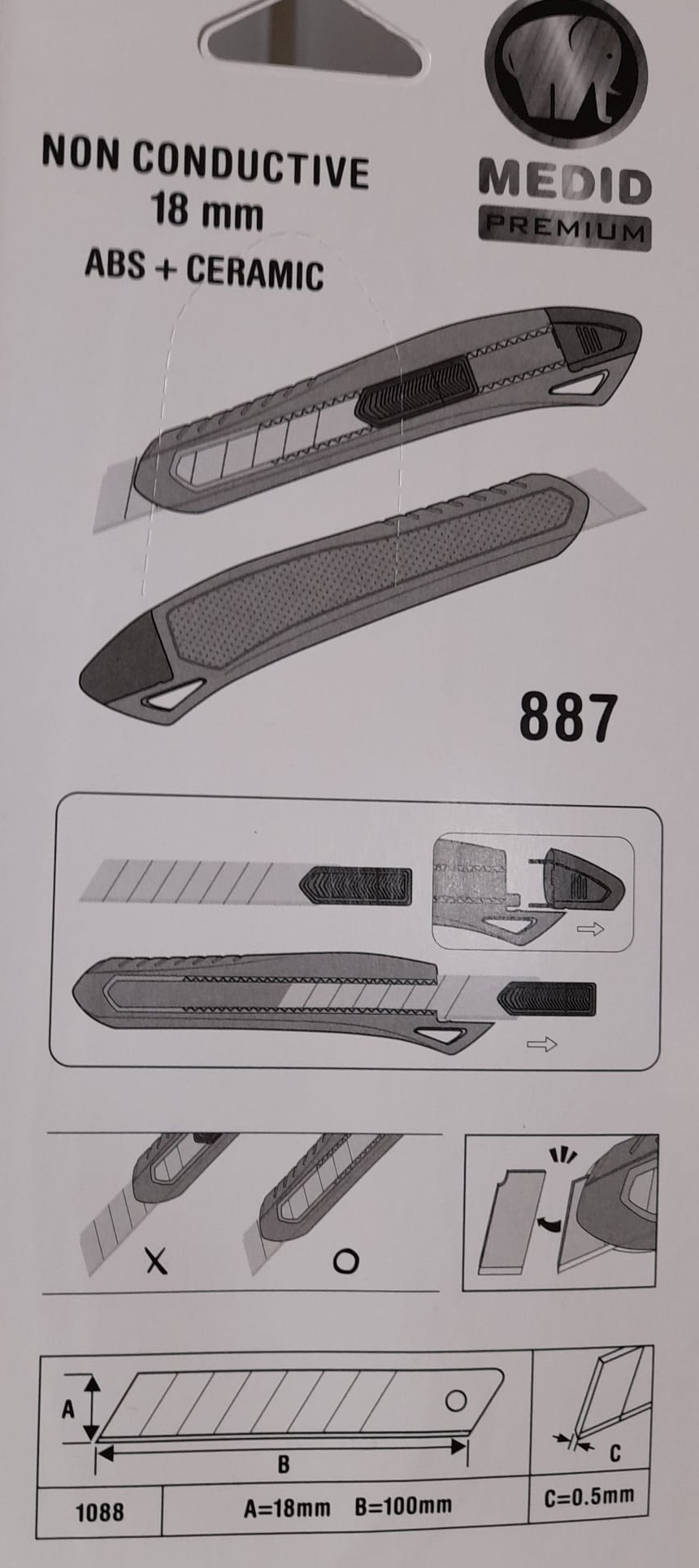 Cutter autobloccante lama 18 in ceramica medid