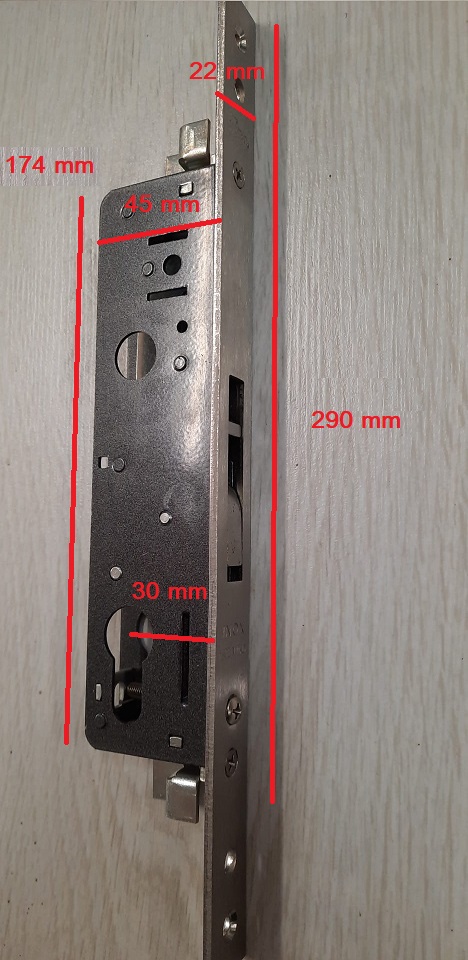 Serratura per montanti triplice a gancio 783402302 ISEO  cilindro sagomato e.30 fr.22 inox