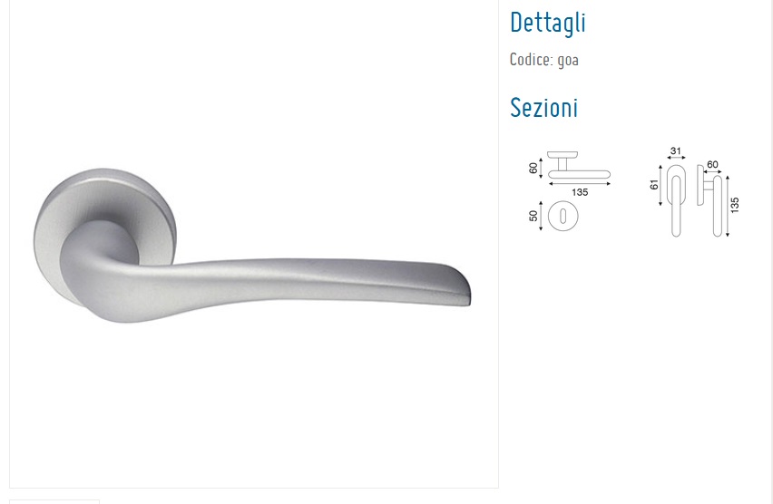 Maniglia per porta GOA cottali cromo satinata