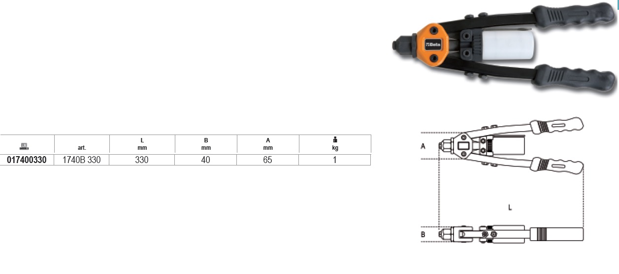 Rivettatrice Beta 1740/ 330 con 5 testine intercambiabili