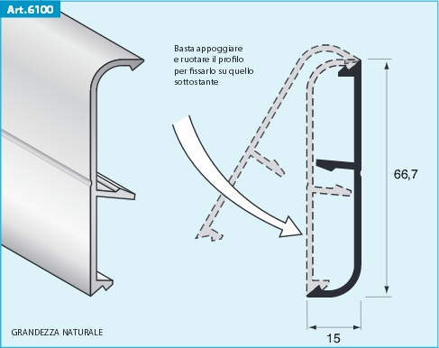 Battiscopa in alluminio anodizzato portacavi argento  H 66.7 mm