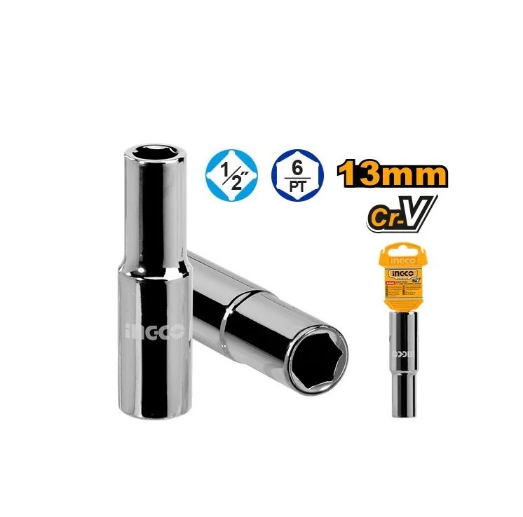 Chiave a bussola  esagonale 1/2" altezza 78 mm Ingco 13 MM 