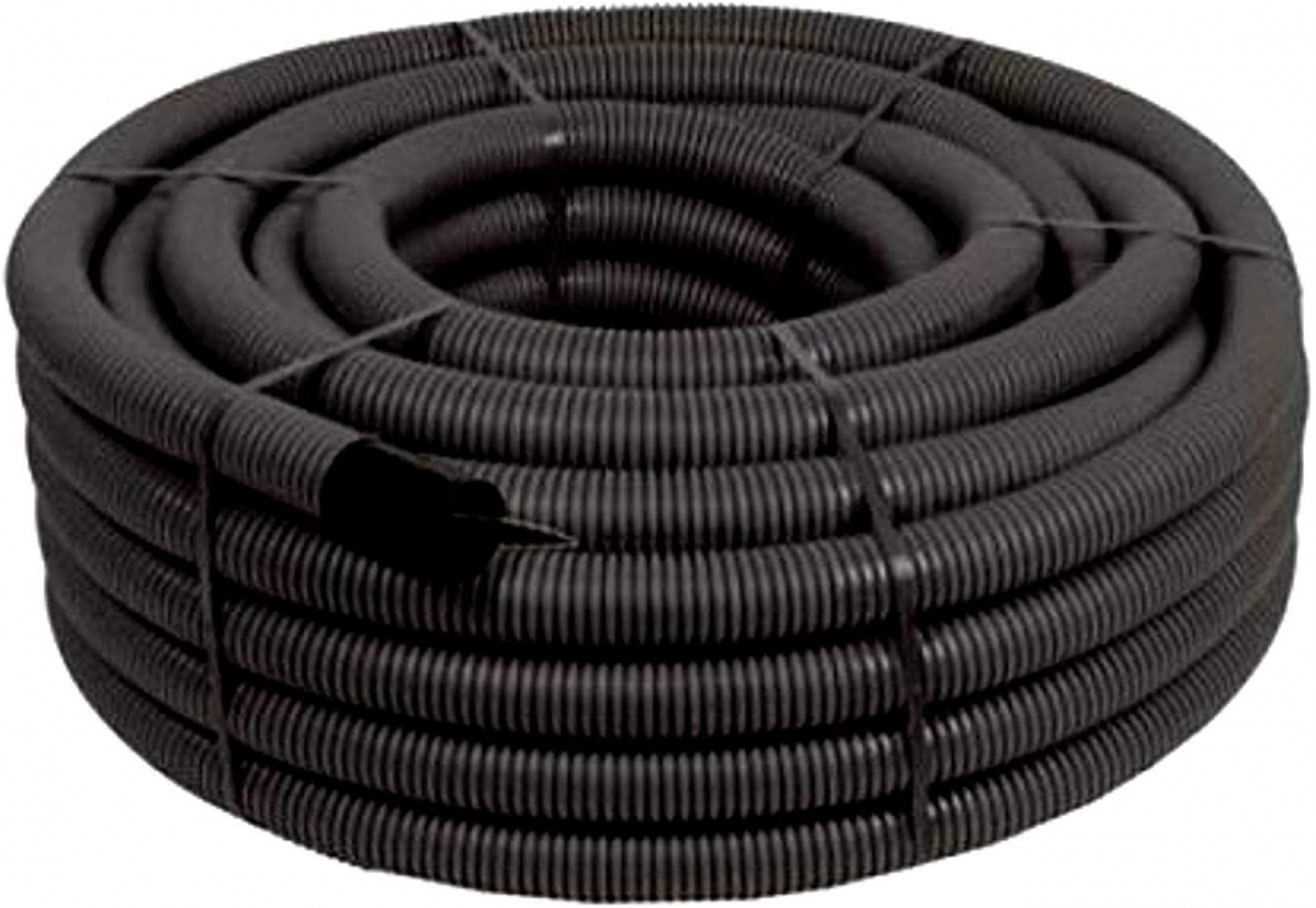 Tubo Corrugato Pesante PVC Con Sonda - Diametro 25 Mm, Rotolo Da 25 Metri, Per Impianti Elettrici, Nero, Autoestinguente